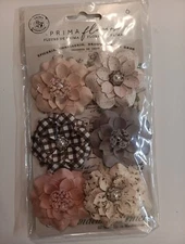 Prima Marketing Inc Flower Embellishments Handmade 6 Pcs NIP
