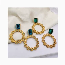 Oscar de la renta Jewelry Flower Huge Circle drop dangle hoop earrings for women