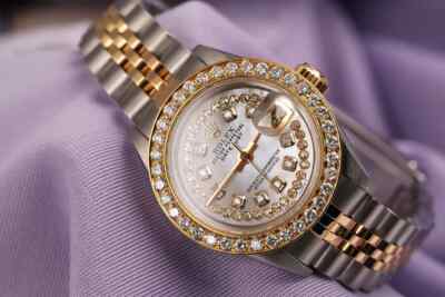 Rolex Datejust 26 mm Diamond Ladies Watch White Mother Of Pearl Dial