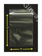 3" x 4" Reclosable Resealable Zip Top Lock Bag Poly Clear Plastic 4x3 Bags 2 ML