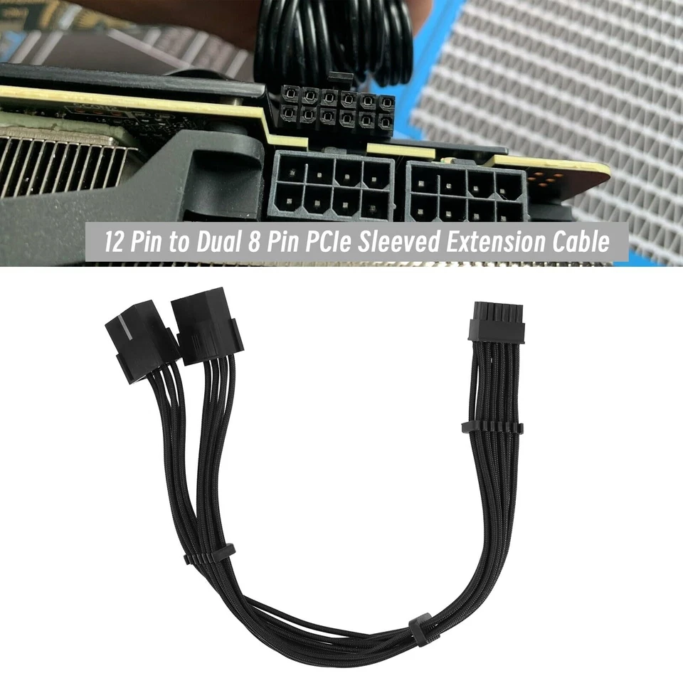 Verlängerungskabel 12-polig auf doppelt 8-polig 18AWG 30 cm kompatibel mit PC... - Bild 2 von 4