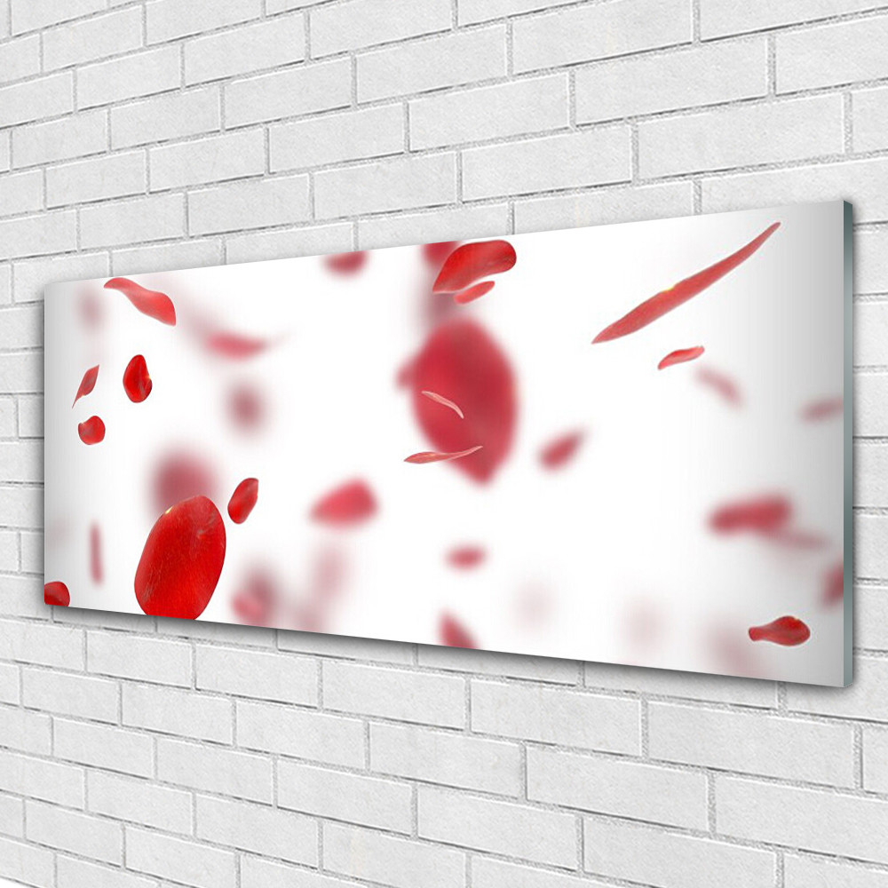 Impression sur verre image tableaux 125x50 floral rose décoration panoramique murale