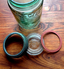 MASONS Patent 1858 FRUIT JAR  ~ ATLAS ZINC RING / GLASS LID & Reproduction Pint