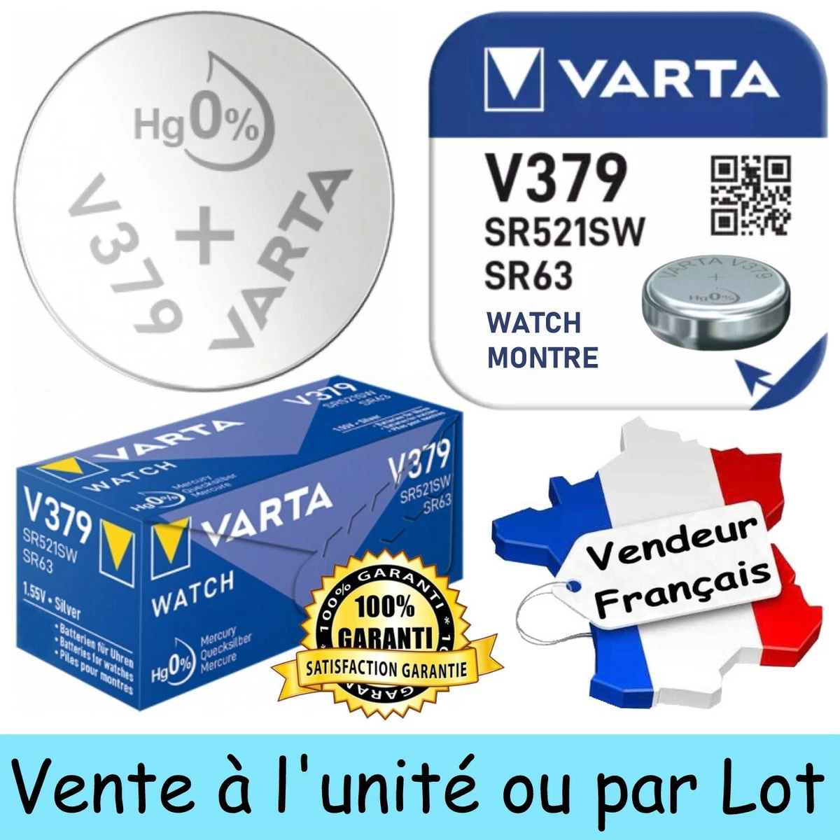 VARTA Pile bouton pour montre V379 SR63 SR521SW Oxyde d Argent
