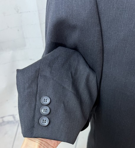VITO RUFOLO (44R 36W) Mens Dark Solid Gray Wool Jacket Pleat Cuff Pants Suit - Picture 7 of 11