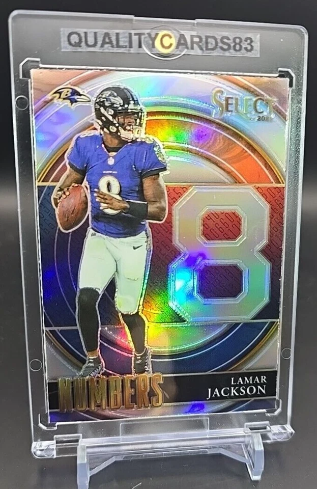 LAMAR JACKSON RAINBOW HOLO FOIL INSERT CARD WITH CASE BALTIMORE RAVENS - Image 3 of 4