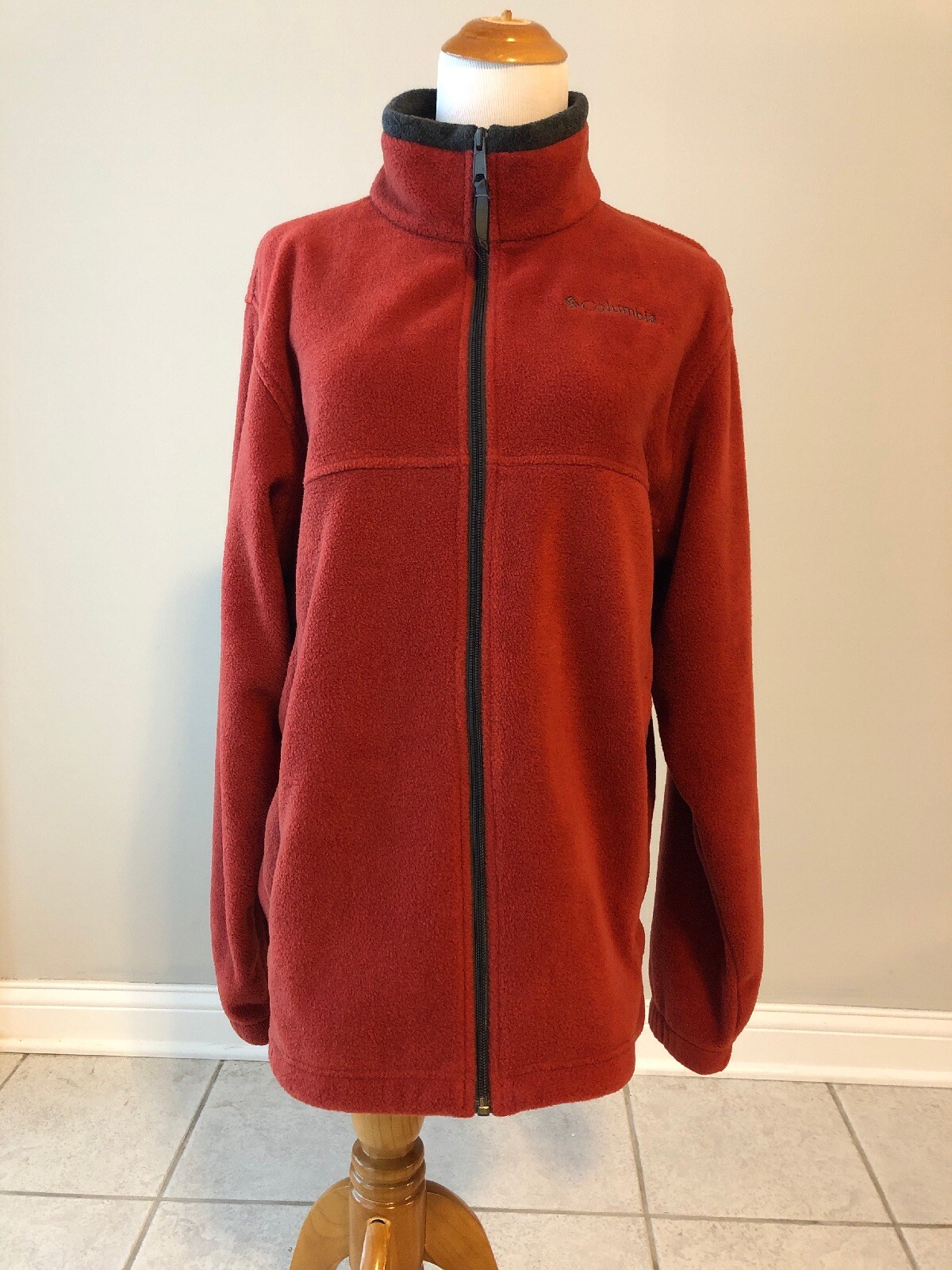 COLUMBIA MEN'S Brown ZIP UP LONG SLEEVE FLEECE JACKET SIZE Medium eBay