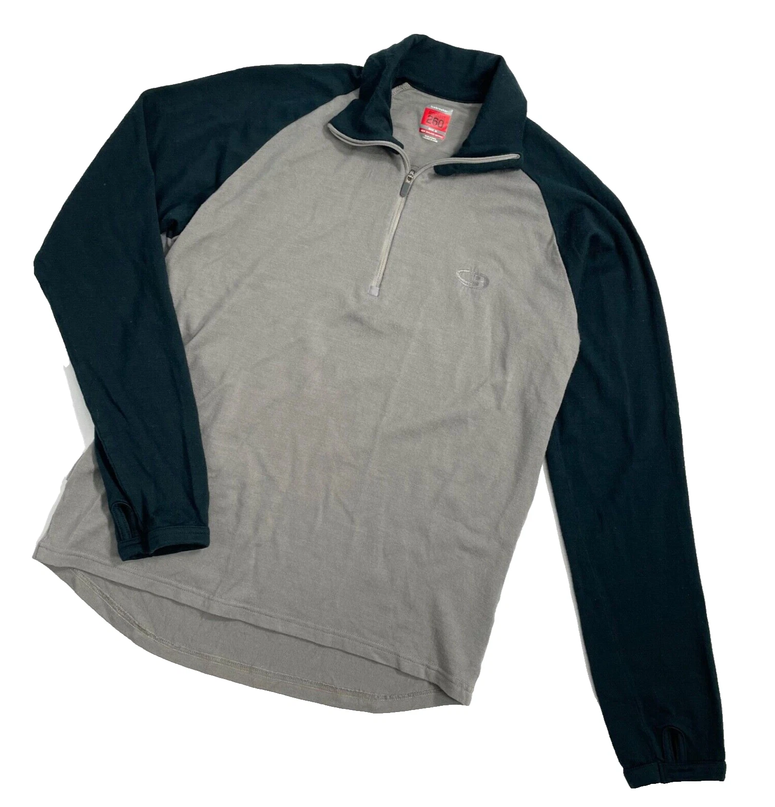 Icebreaker 1/4 zip 260 Bodyfit Performance Merino Wool Baselayer Pullover Mens M