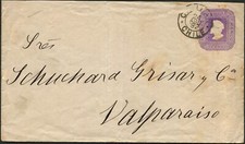 Chile Chill&aacute;n to Valpara&iacute;so Stationery Cover 1892 Latin America Postage