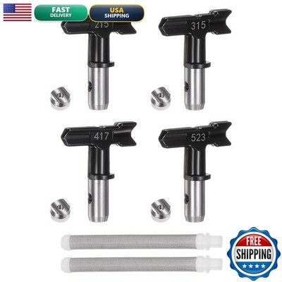 uxcell 4 Pcs Black Airless Paint Sprayer Nozzles + 2 Pcs Filters (215, 315
