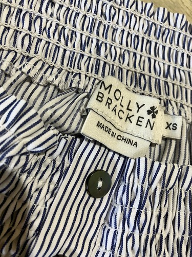 Top a rayas azul/blanco MOLLY BRACKEN fuera del hombro talla XS - Imagen 5 de 5