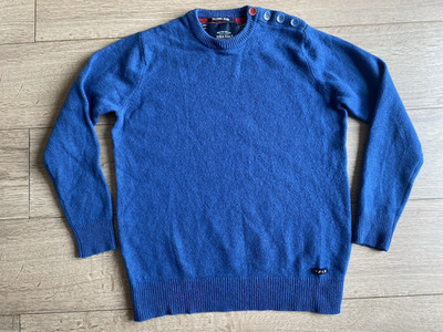 Quba Sails Damen Blau Knopfleiste Schulter Lammwolle Pullover Größe Medium Brustumfang 40''