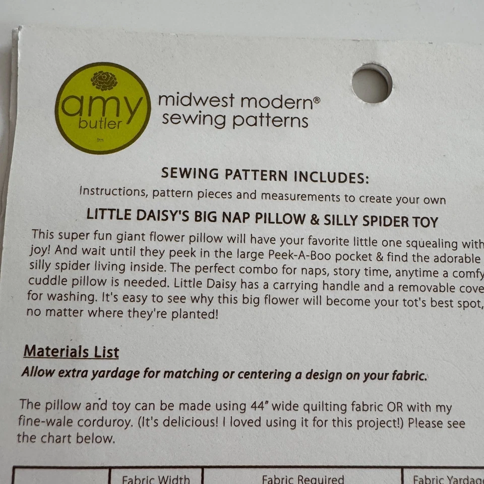 Amy Butler Sewing Pattern Little Daisys Big Nap Pillow Silly Spider Toy Toddler - Image 3 of 4