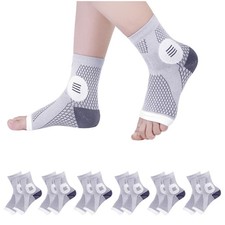 6 Pairs Neuropathy Socks for Women and Men, Nano Soothe Relief Medium, Grey 6