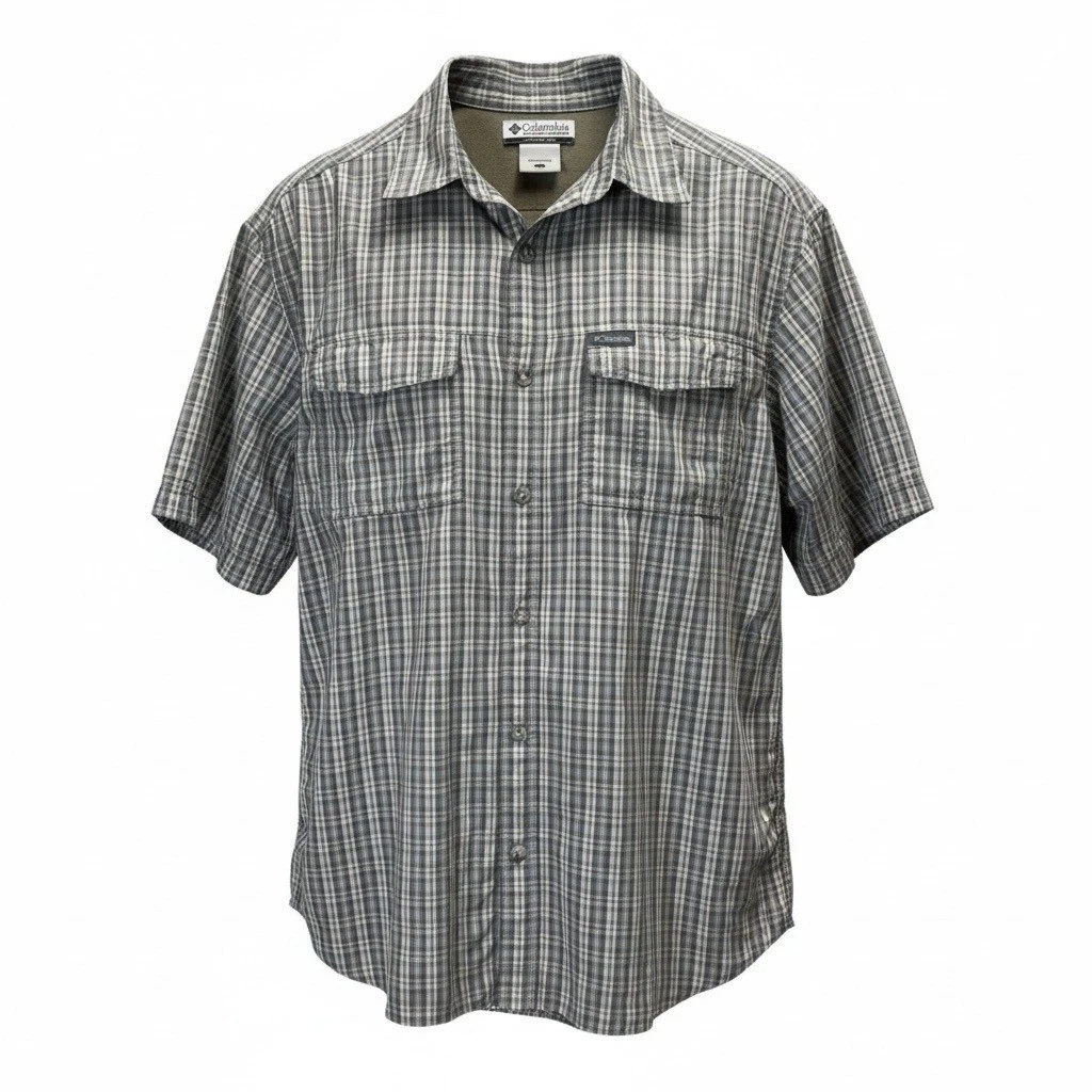 Columbia PFG Omni Shade Fishing Shirt Mens L Plaid Outdoor Hiking Camping