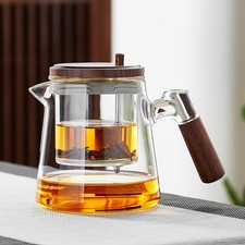 Heat Resistant Glass Teapot with Stainless Steel Strainer Filter Infuser Tea Pot