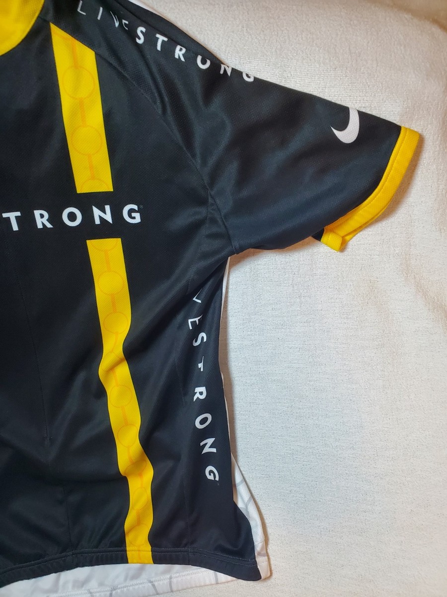 Nike Livestrong Cycling Jersey Size Medium Black Yellow Lance