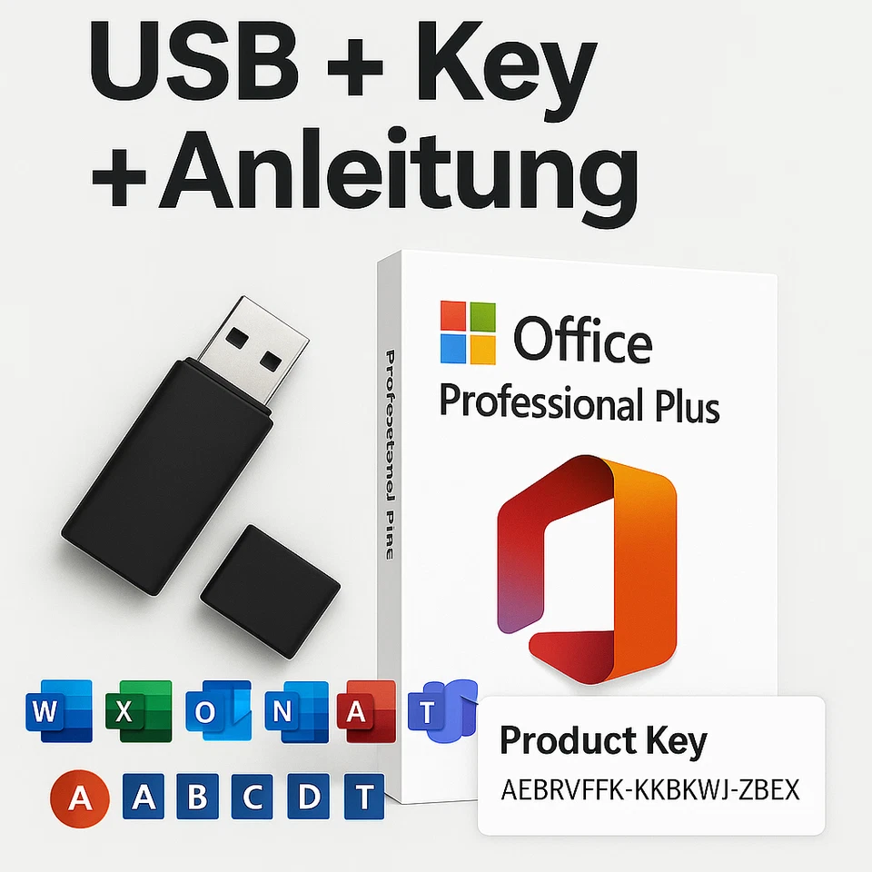 NEGMSOFT Office Professional Plus – Komplett-Set (USB + Key + Anleitung)