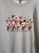 Disney Mickey Minnie Mouse Christmas Sweatshirt Pluto Goofy Donald Duck Size LG