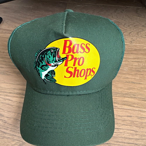 Bass Pro Shops Green Trucker Hat Mesh Back Adjustable Fish Logo Fishing