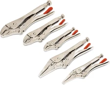 5 Pc Curved & Long Nose Locking Plier Set | Heavy-Duty Vise Grip Tools CLP5SETN-