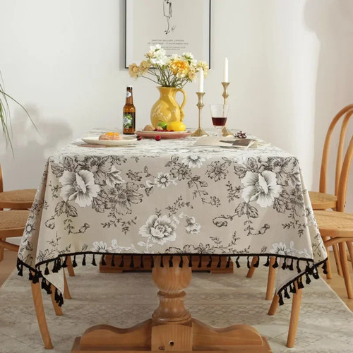 Ins Floral Tischdecken Retro Baumwolle Leinen Couchtisch Essdecke Tischdecke - Bild 30 von 38