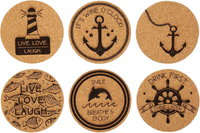 Korkuntersetzer Maritim 6Er-Set – Glasuntersetzer Aus Naturkork Mit Leuchtturm,