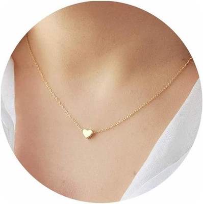 Dainty Gold Heart Necklace for Women Trendy 14K Gold Plated Love Pendant Choker 