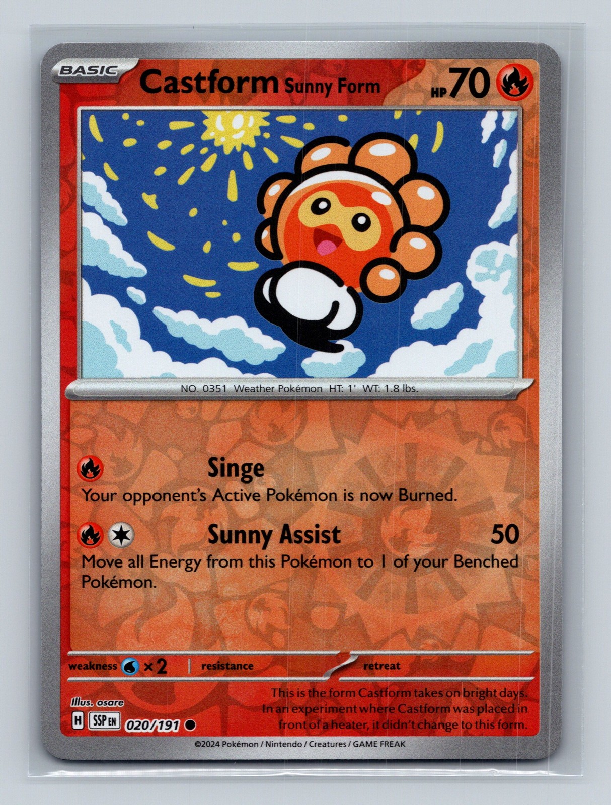 Pokemon - Castform Sunny Form - 020/191 - Surging Sparks - Reverse Holo - C - NM