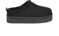 NWOT Old Navy US-7 Sherpa-Lined Platform Mule Slippers Faux-Suede Women