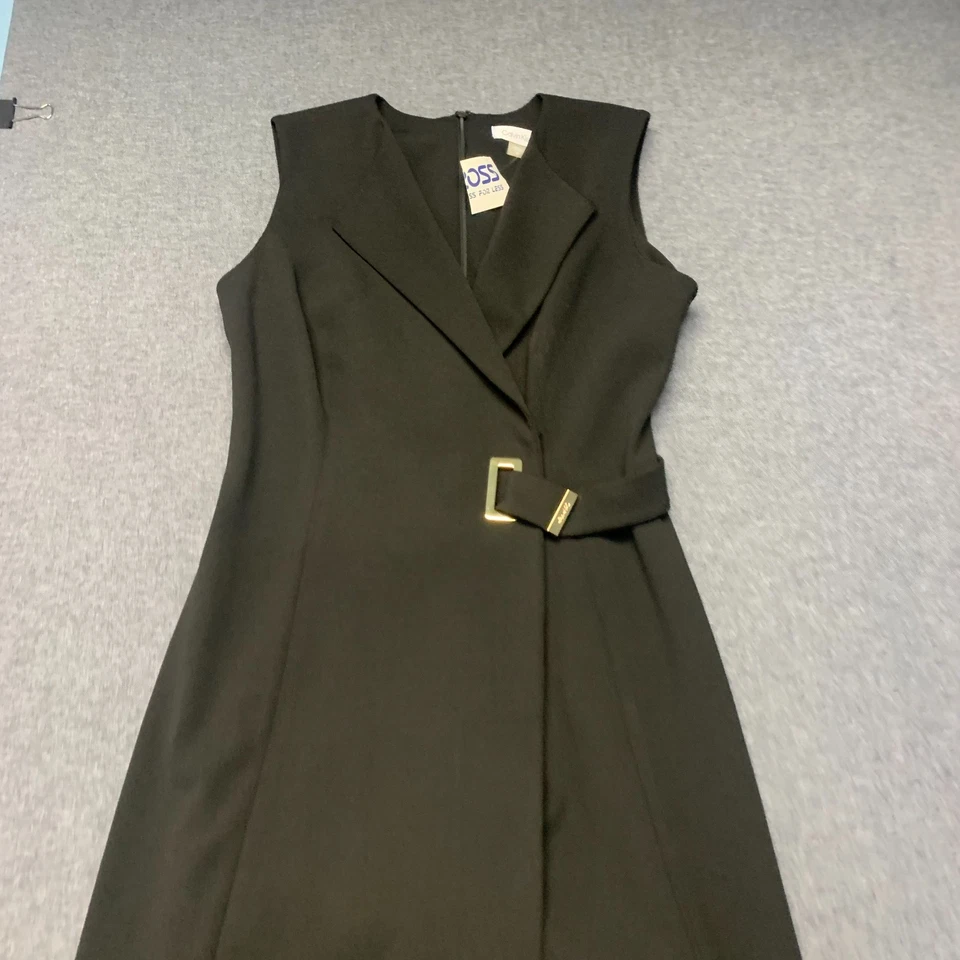 Vestido Vaina Para Mujer Calvin Klein Talla 6P Negro Sin Mangas Cinturón Elegante Trabajo Foto 2 de 4