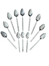 Gold Standard NIGHT BLOSSOM Stainless Flatware Spoons Set Of 12 Japan MCM VTG