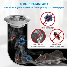 3 in 1 Kitchen Sink Drain Strainer, Upgraded Stainless Steel Sink Stopper Ant...