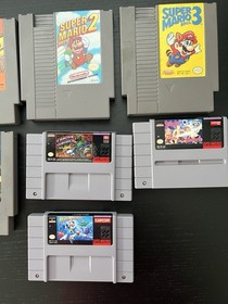 Nintendo NES SNES Lot of 9 Games: Mario Bros 2 & 3, Donkey Kong, Mega Man X
