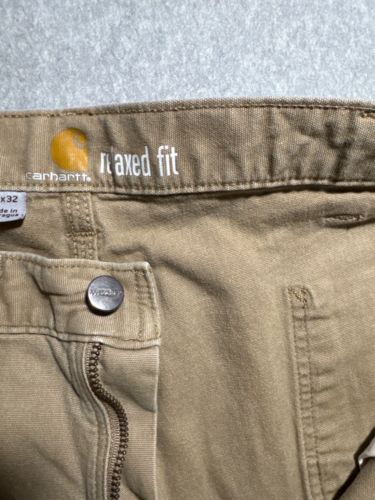 Carhartt Relaxed Fit Work Pants Khaki 44x32 Durable Canvas Used thumbnail 6