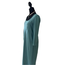 Talbots Women's Turquoise Shift Dress 6 With Zipper Back Three Quarter Sleeves