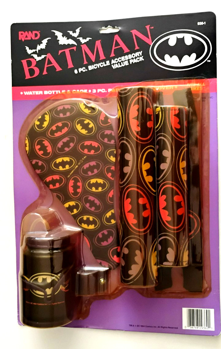 Vtg Batman 6 PC. Bicycle Accessory Value Pack Water Bottle, Pad Set, Seat Cov