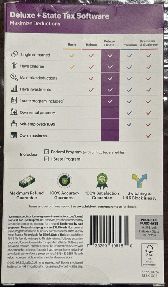 NEW H&R Block Tax Software Deluxe + State 2024 PC/Mac DOWNLOAD CODE ONLY - Image 2 of 3
