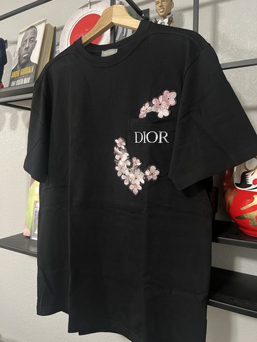 Dior Sorayama Embroidered Floral Cherry Blossom Logo Pocket T-Shirt M - Picture 4 of 13