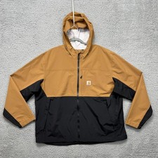 Carhartt Storm Defender Packable Jacket Mens 2XL Brown Black Hooded OJ5751-M