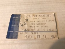 1990 07/06 PAUL McCARTNEY WORLD TOUR Concert Ticket-RFK Stadium