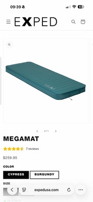 Exped DeepSleep Mat Self Inflating Camping Sleeping Pad, Long Wide/Ocean