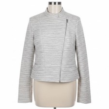 J.Crew Moto Jacket Womens 10 Pink Pepper Tweed Asymmetric Zip Structured Edgy
