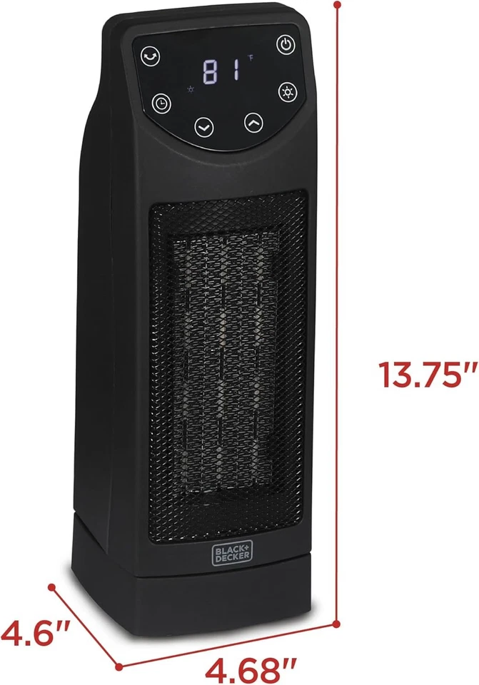 BLACK+DECKER Oscillating Portable Space Heater Ceramic Remote Control 1500W - Image 4 of 4