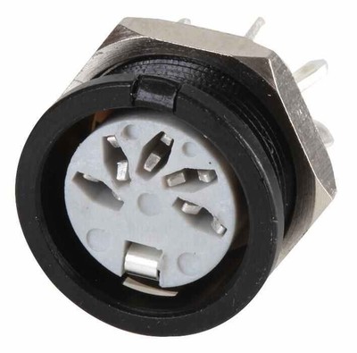 DELTRON ENCLOSURES - Circular DIN Socket, 5 Pin 180 Degree