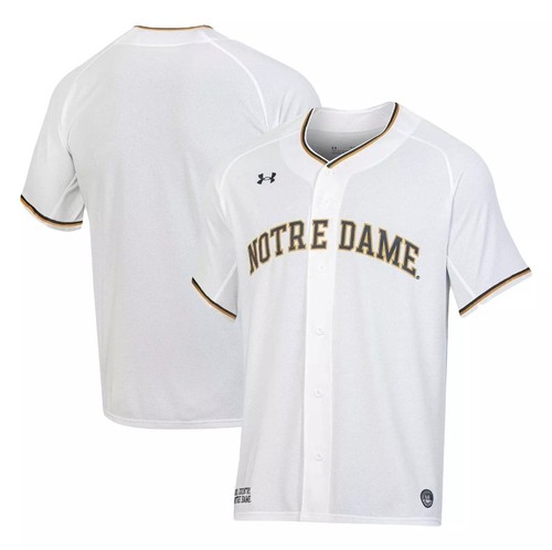 Men's Under Armour White Notre Dame Fighting Irish Replica Baseball Jersey Small