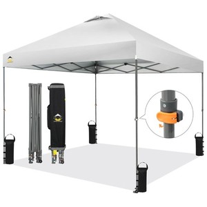 Crown Shades Pop Up Canopy, 10x10 ft Adjustable Tent w/Push Setup, White (Used)