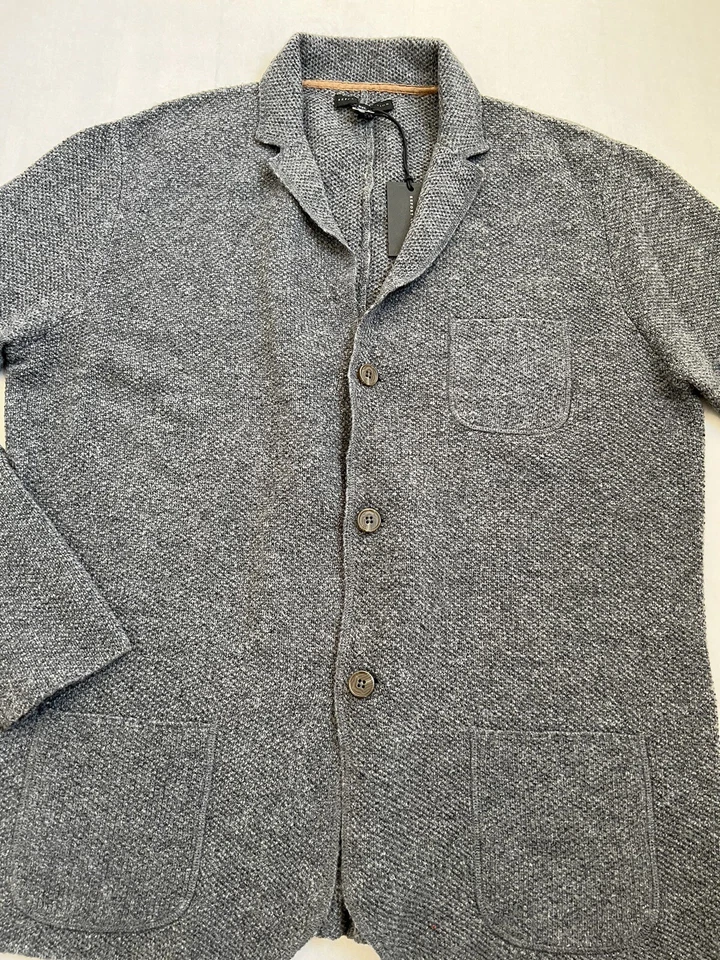 NUEVO CON ETIQUETAS $195 Colección Informe Tejido Gris Oscuro Lana Acogedor Cárdigan Suéter Talla XXL Foto 3 de 4