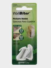Hillman WALLBITER Brass-Plated LARGE PICTURE HOOKS Hanger 60 lb. 3 pack 122398