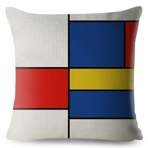 Mondrian Yellow Geometric Stitching Throw Square Cushion Covers Linen Home Decor - Picture 31 of 38